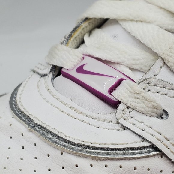 WMNS) Air Jordan 1 Low SE  NIKE AIR MAGENTA & WHITE LOW TOP SNEAKERS